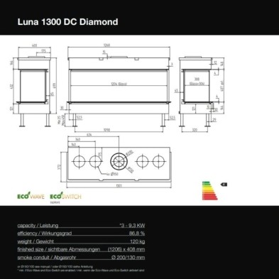 LUNA DIAMOND 1300 DC GAS FRONTAL Y DOS LATERALES